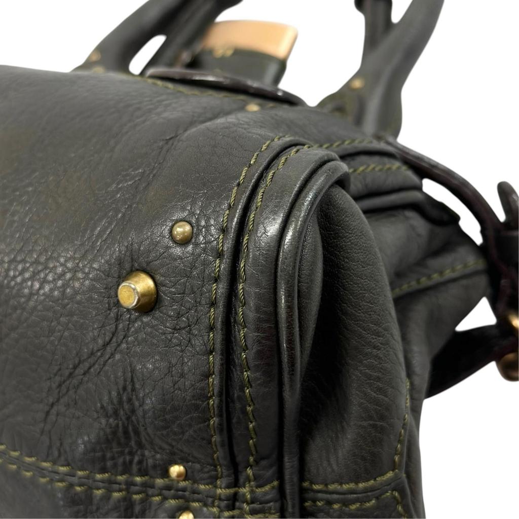 Chloe Paddington Mini Handbag Dark Green Women Used