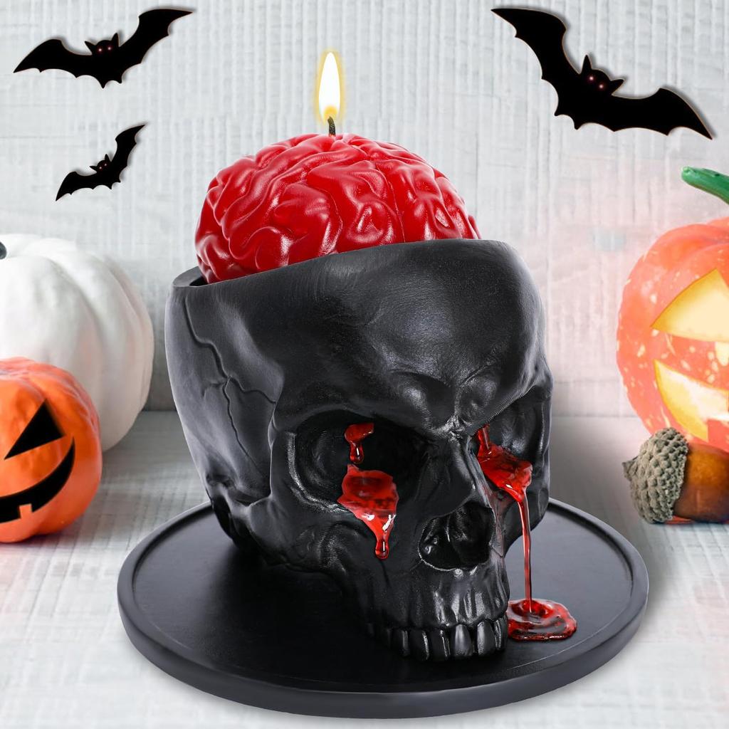 Halloween Decorations Indoor - Halloween Candle, Skull Bleeding Candle Gothic Decorations for Home Table Bar Indoor Room - Spooky Decor for Table