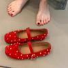Fashion Flat Versatile Breathable Single Shoes Women's New Square Toe Shallow Rivet One Strap Athleisure Mary Jane Shoes
