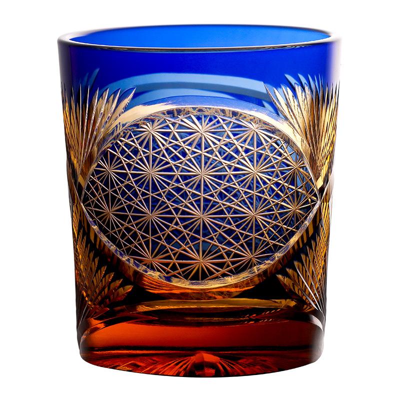 Japanese Hand Carved Edo Kiriko Crystal Glass Whiskey Cup For Men Collectible Barware