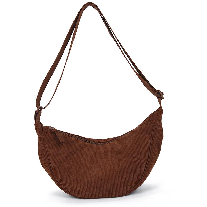 

U-Style Corduroy Crossbody Dumpling Bag: Single Shoulder Bag for Outings, 2023 Autumn/Winter Collection коричневий