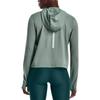 Under Armour Einfarbiges Kapuzen-Sport-Langarm-T-Shirt mit Daumenloch, figurbetont, Damen Oberteile Grün 1375076-781