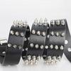Fashion Retro Rivet Belt Black Goth Style Punk Belt Adjustable PU Leather Needle Buckle Belt for Men and Women