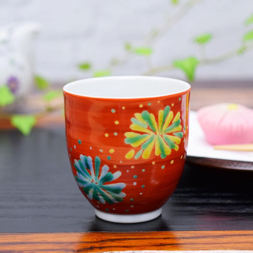 Stylish Kutani Ware Teacup with a Fireworks Design from Waza No A Perfect Gift for and 88th Crafted by Female Artist Yuuki Kura. Birthdays, 60th,