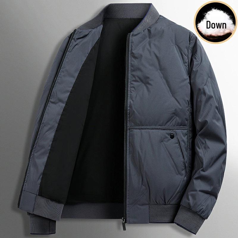 Leichte Herren-Pufferjacke mit Entendaunen - Stilvoller Herbst/Winter Stehkragen, Kurz und Warm