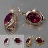 Pendiente de gota con forma ovalada y redonda con circonita cúbica roja para mujer Accesorios de dama noble Máxima calidad Cumpleaños para madre Brillo