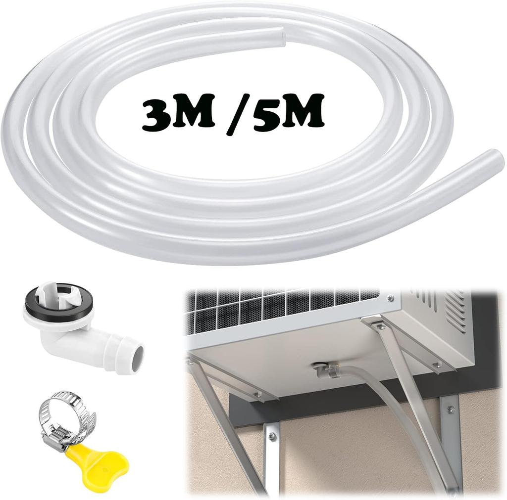 10/16ft Air Conditioner Drain Hose 3/5 inch Portable AC Drain Hose Connector Replacement for Universal Mini-Split Unit