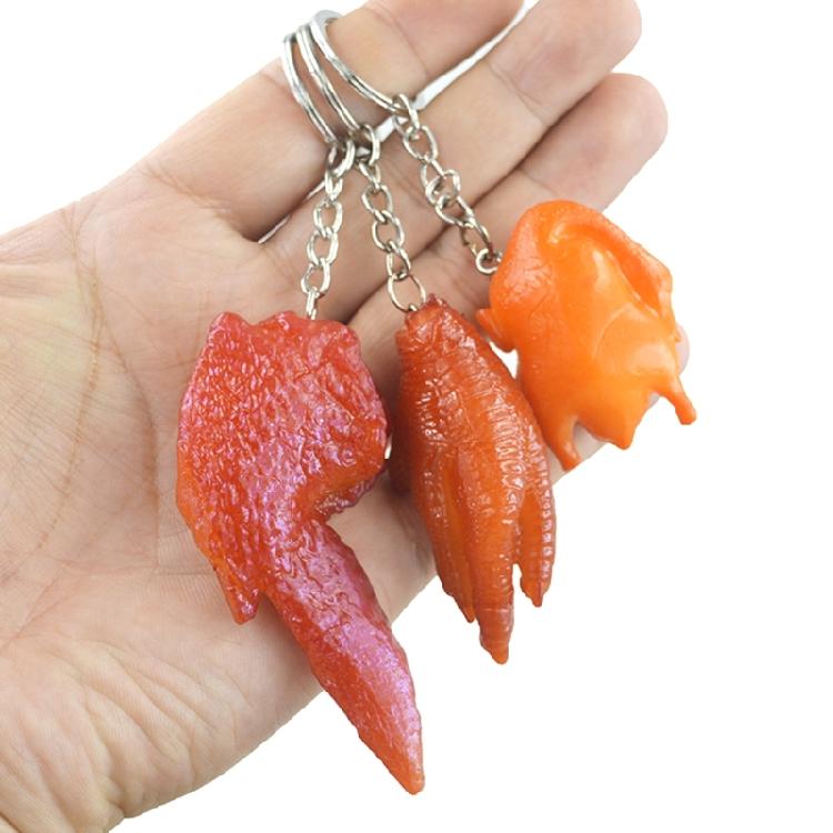 6 Pcs Chicken Wing Keyrings Decorative Keychain Car Key Chain Simulation Food Keychain Hanging Ornaments Bag Pendant