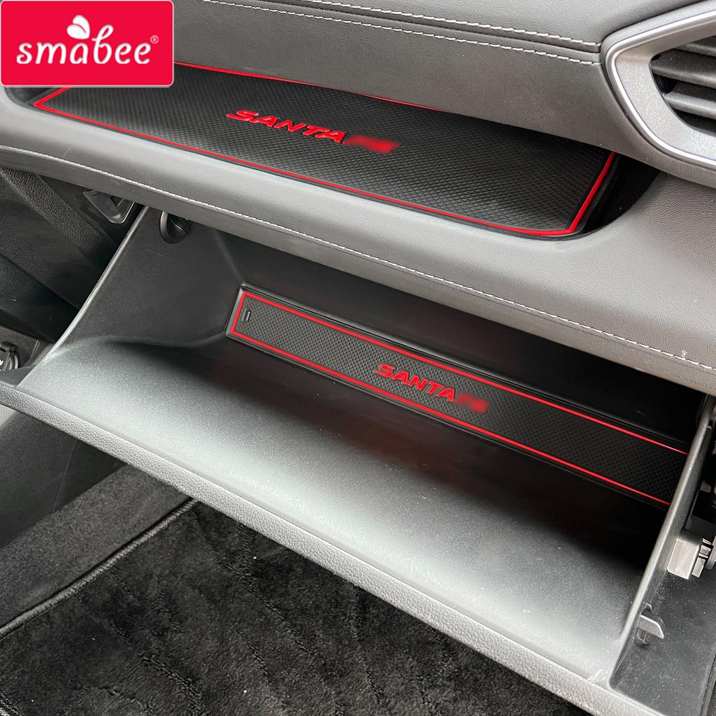 Smabee Anti-Slip Gate Slot Mat for Hyundai SantaFe 2024 2024 Non-Slip Door Groove Pad Cup Holder Interior Accessories Coaster