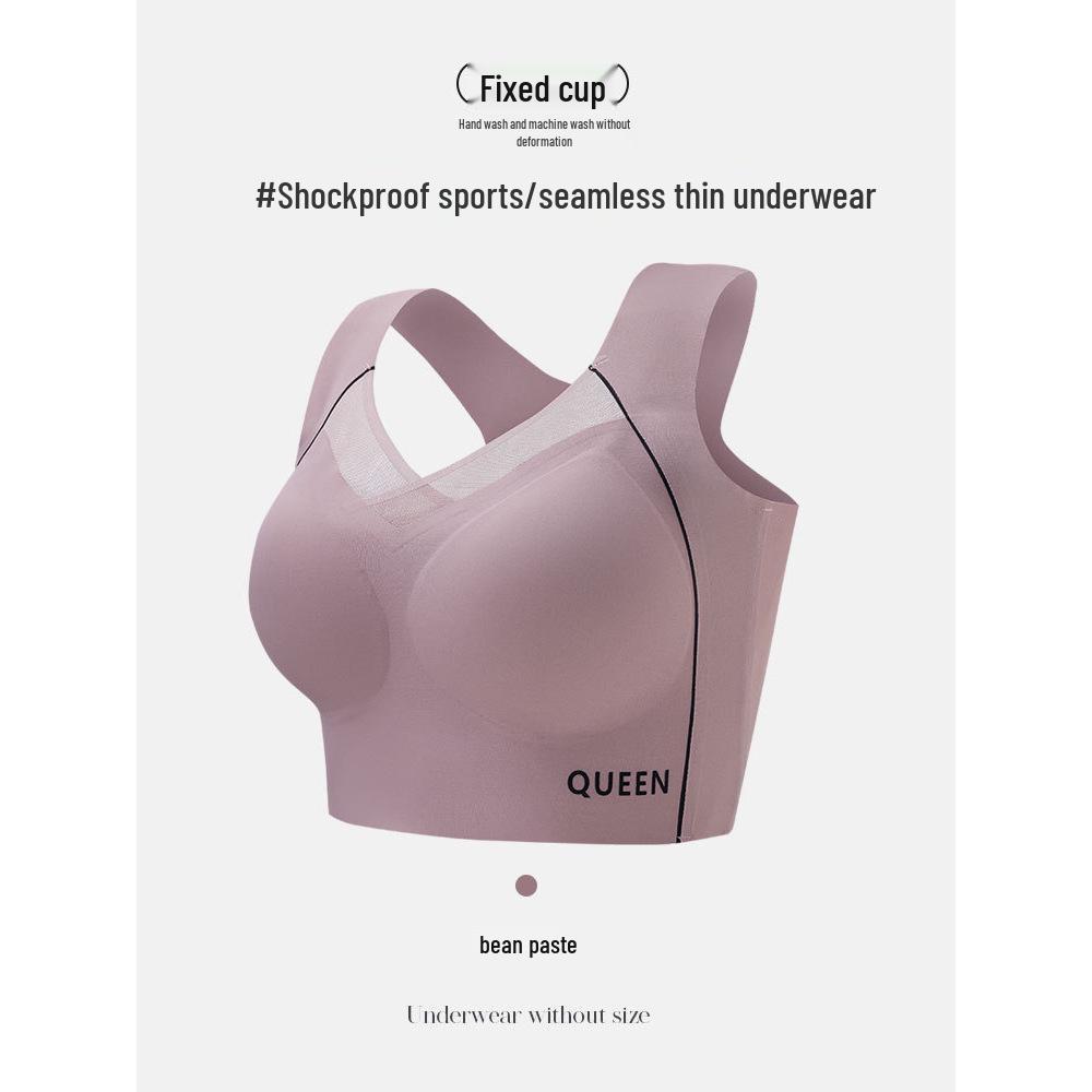 Women's Seamless Wire-Free Thin Cup Plus Size Sports Sleep Bra with Stylish Back