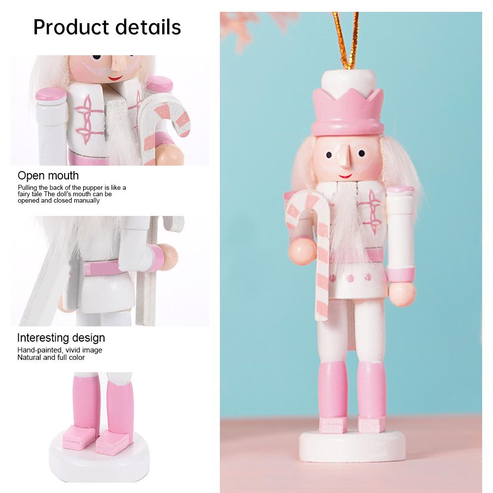 10Pcs/set 12cm Nutcracker Puppet Christmas Tree Pendant Wooden Handicraft Soldier Home Desktop Ornament Xmas New Year Decoration