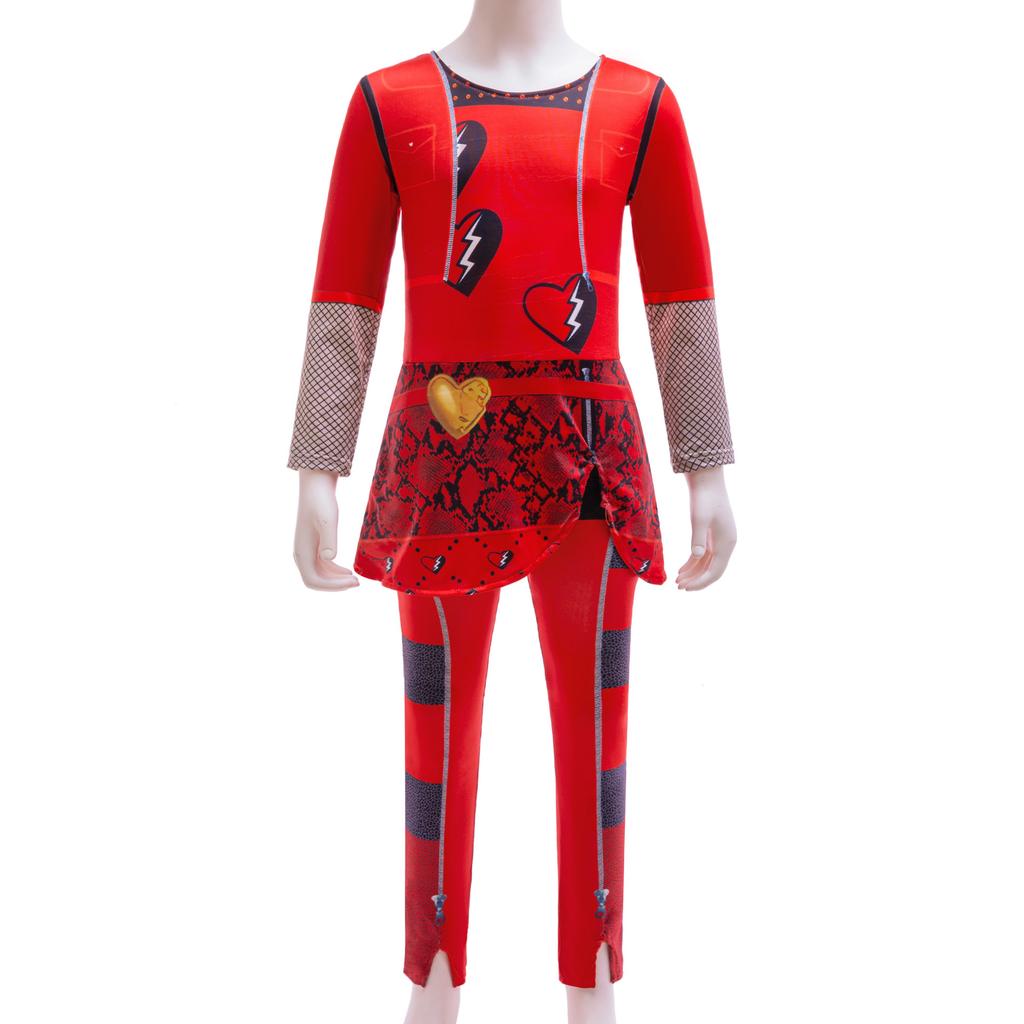 Kids Descendants 4 Red Queen Cosplay Jumpsuit, Stage Performance Formal Dress