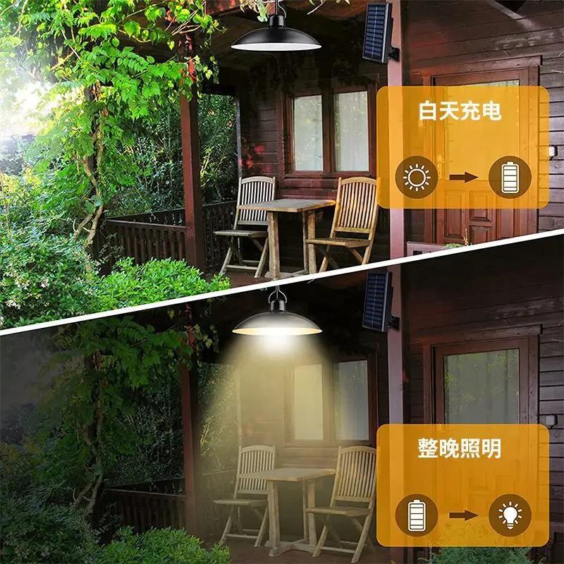 Solar Powered Outdoor Pendant Light Waterproof Courtyard Home Living Room Balcony Pavilion, Hanging Light LED Induction Lighting