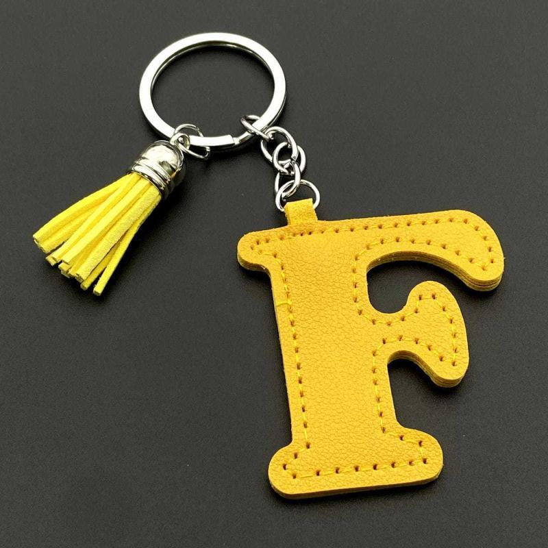 26 Initial English Letter Pu Leather Tassel Pendant Key Chain Bag Charm Women Birthday Gift