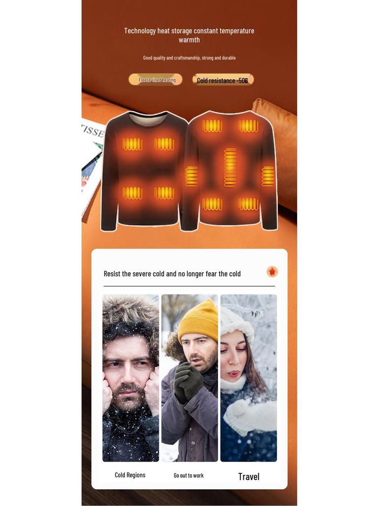 Bluetooth-Controlled Heated Thermal Underwear Set for Men and Women - USB Electric Heating with Velvet-Lined Warm Pants