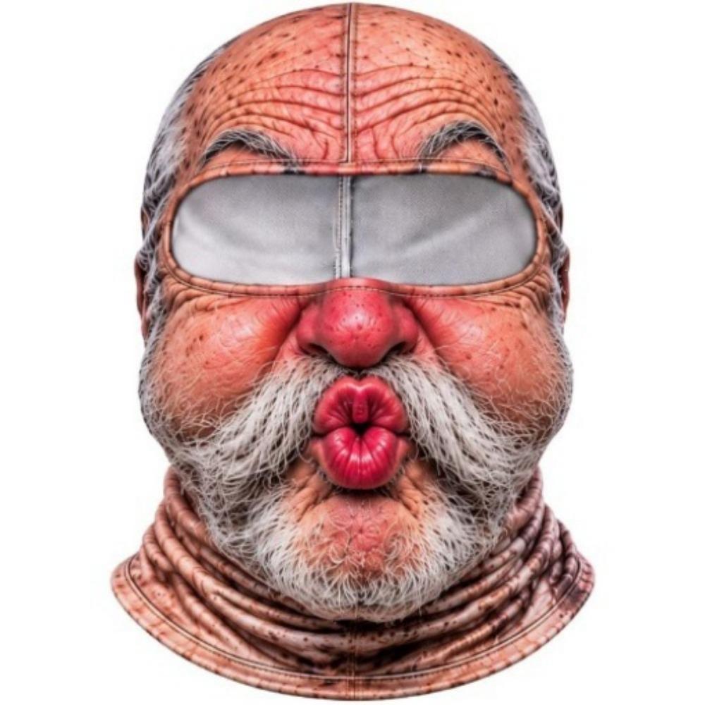 Soft Lightweight Fabric Funny Face Balaclava Breathability Realistic Printed Ski Mask Cycling