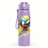 1PC Colorful Volleyball Pattern 750ml Color Plastic Sports Water Bottle Leakproof Flip Straw Lid Suitable for Sports Office Home Use