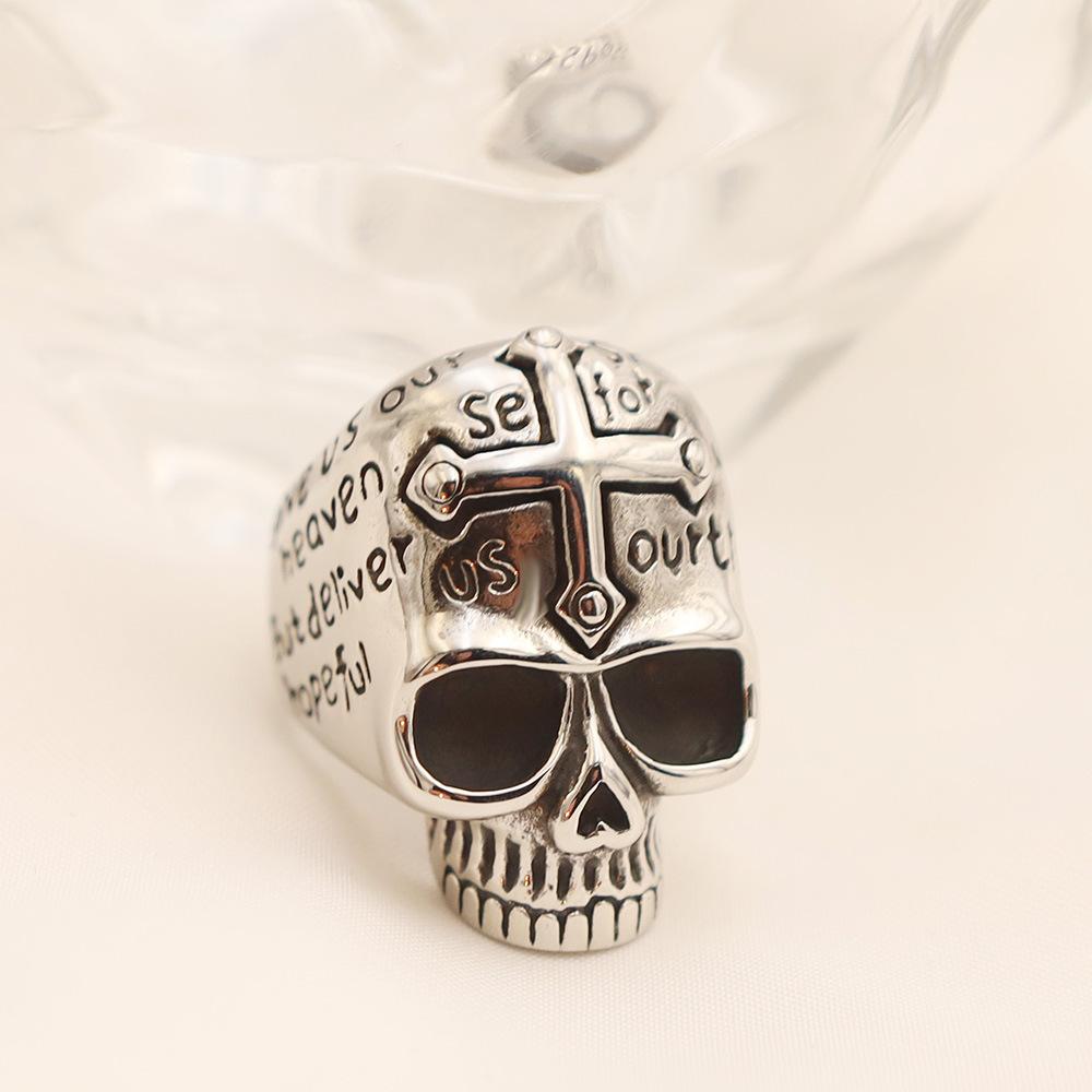 Personalized Hipster Cross Skull Ring Does Not Fade Titanium Steel Ring Jewelry Men