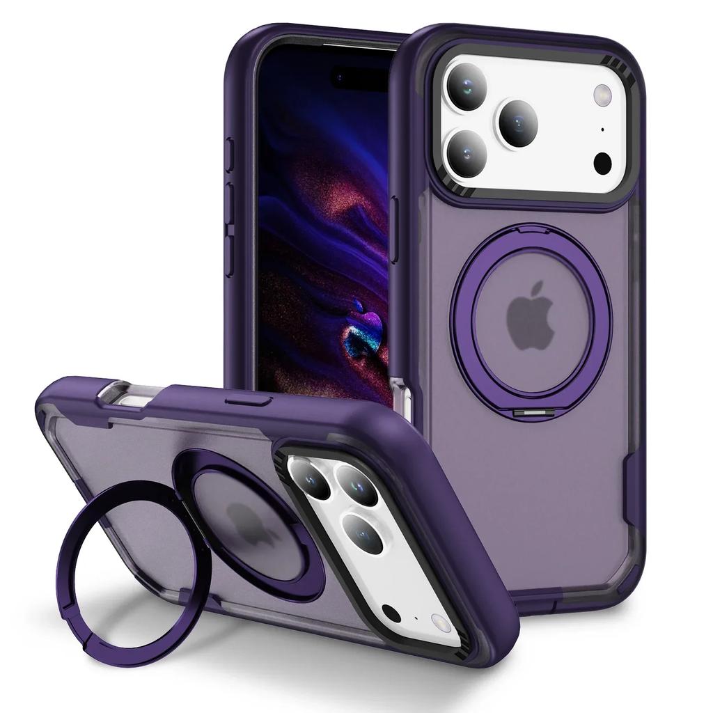 2-IN-1 Rugged Armor Wireless Charge Case For iPhone 17 Air 16E 15 14 Plus 13 12 11 Pro Max Metal Magnetic Holder Anti-Fall Cover