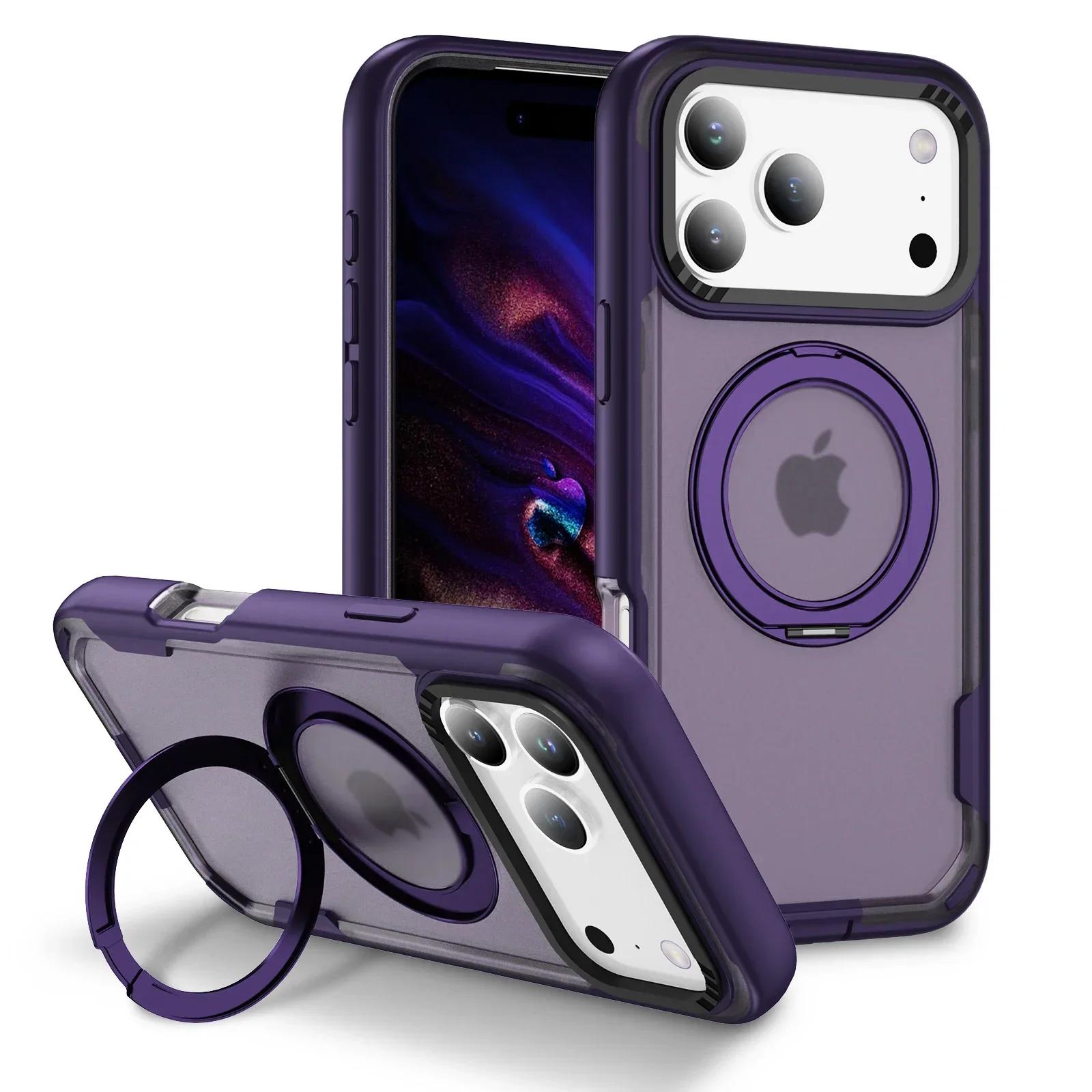 

2-IN-1 Rugged Armor Wireless Charge Case For iPhone 17 Air 16E 15 14 Plus 13 12 11 Pro Max Metal Magnetic Holder Anti-Fall Cover iPhone17 Pro Max