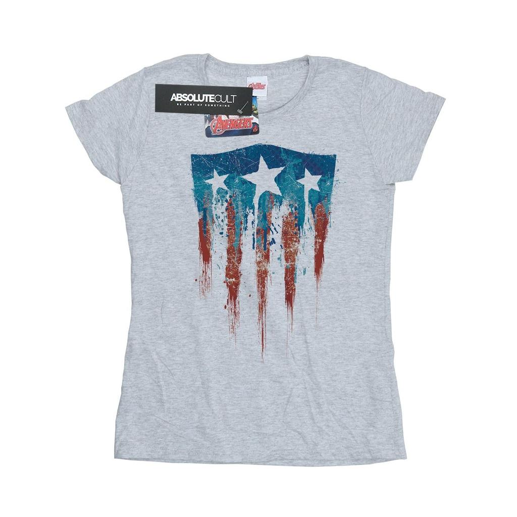 Marvel Womens/Ladies Captain America Flag Shield Cotton T-Shirt