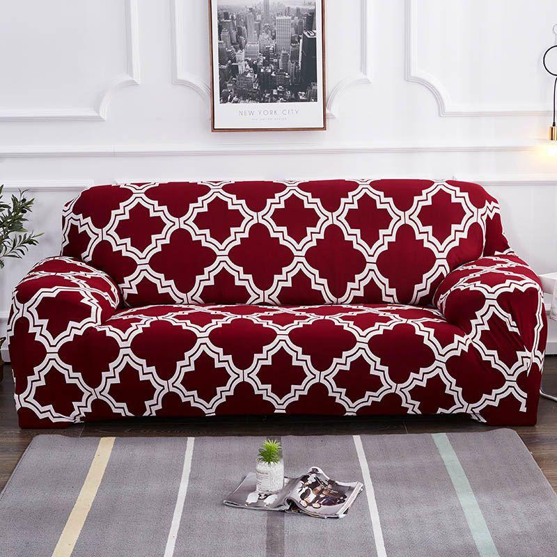 Slipcover 1234 Elastic Seater Stretch Sofa Covers Couch Protector Red Black