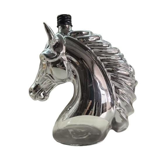 

Графин для виски в виде лошадиной головы, креативная стеклянная бутылка для ликера с силиконовой пробкой, 350 мл, персонализированная подарочная бутылка для виски для любителей виски Horse серебряный