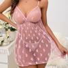 European & American Sexy Mesh Heart Lingerie Nightgown Set