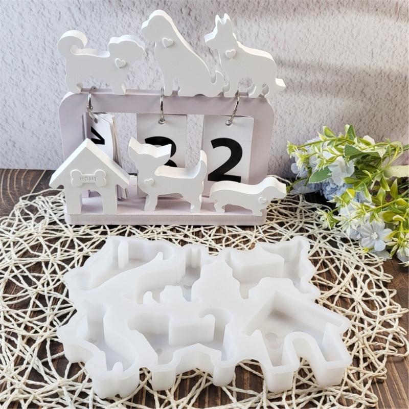 Hunde Familie Ornament Silikon Kerzenformen für handgemachte Kerzen Seifenherstellung Zement Gips Silikonformen für Kunsthandwerk