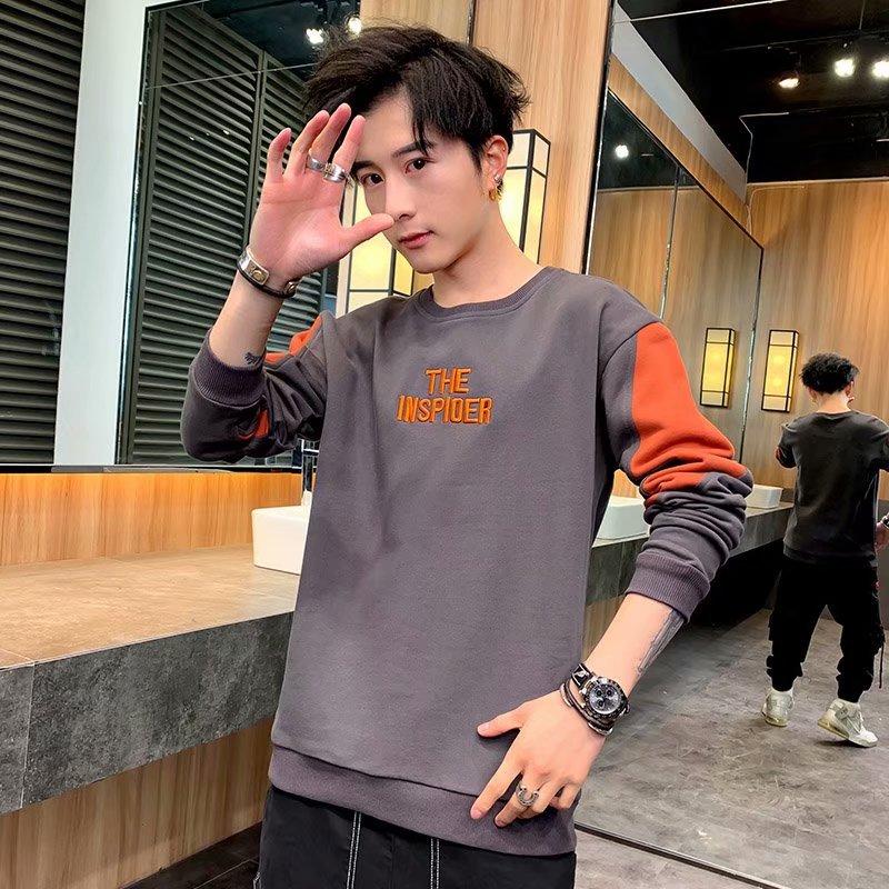 Men's Crew Neck Sweater Spring 2026 New Korean Version Trendy Casual Clothes Spring and Autumn Loose Long-sleeved Jacket