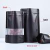 Black Aluminum Foil Windowed Stand-Up Self-Sealing Bag for Black Tea, Thick Printed Plastic Portioning Bag
