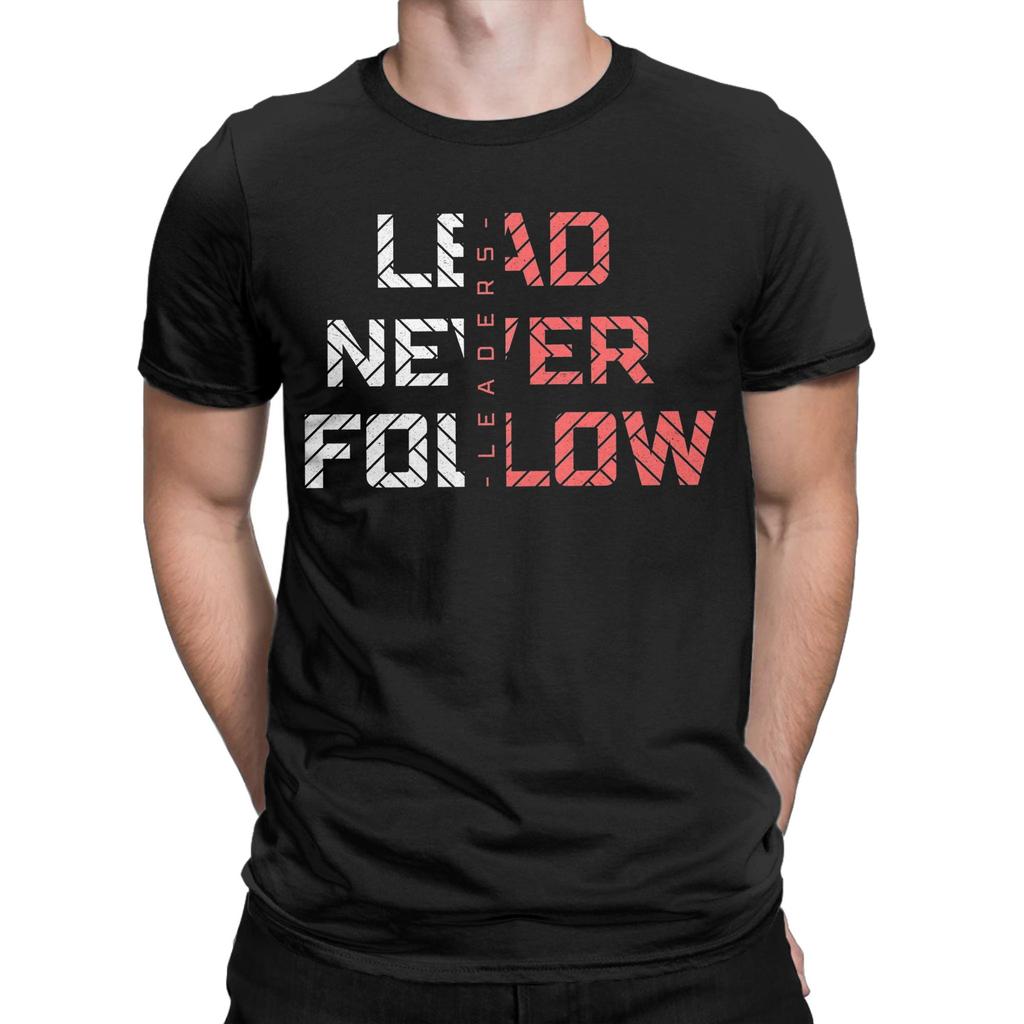 leader never follow leaders TShirts Men  Creative Pure Cotton Tee Shirt Crewneck Short Sleeve T Shirt Plus Size Tops