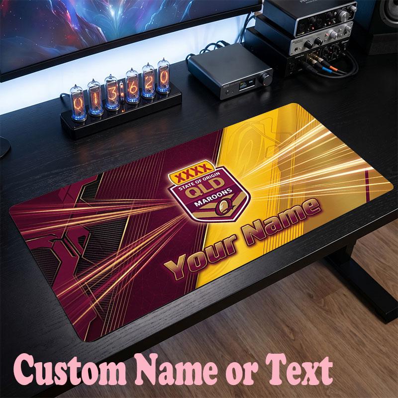 Queensland Maroons Customized Name Text Mouse Pad, Large Desk Mouse Mat Personalized Home Office Present