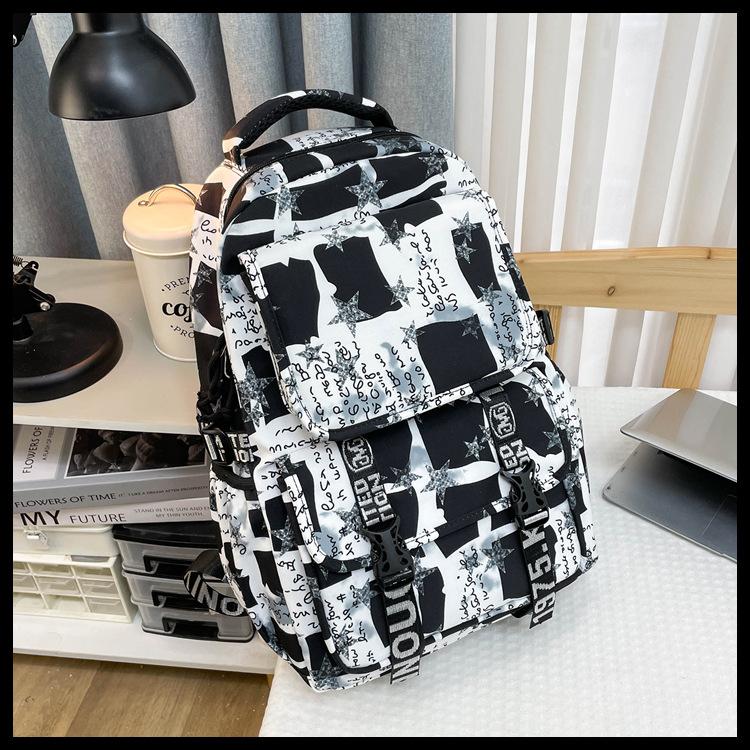 High School Junior High School Large Capacity School Bag Graffiti Backpack Student Bag Street Male Female College Student Travel Backpack