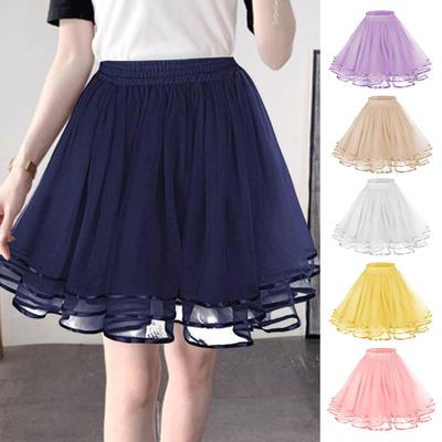 Meisje Puffy Tule Rok Elastische Hoge Taille Fluffy 3-Laags Tule Onderrok Rok Satijnen Voering Verkleedrok