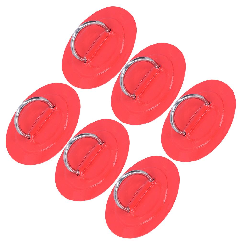 6pcs Inflatable Boat Kayak DRing Pad Patch Marine Fixed Buckle with Elastic Bungee Cord(Red )