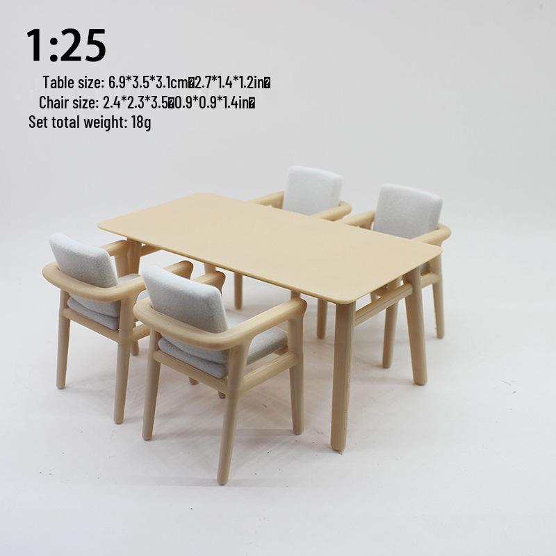 Miniature Dollhouse Dining Table and Chair Set - 12-Piece Scene Furniture Toy