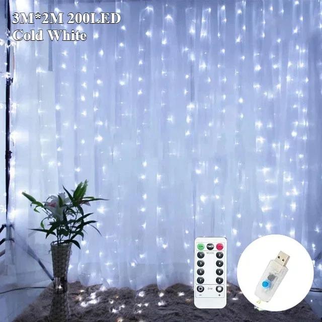 LED Curtain String Lights USB 5V Remote Control Fairy Lights Festoon Lamp 8 Modes Christmas Decoration For Home Wedding Lighting