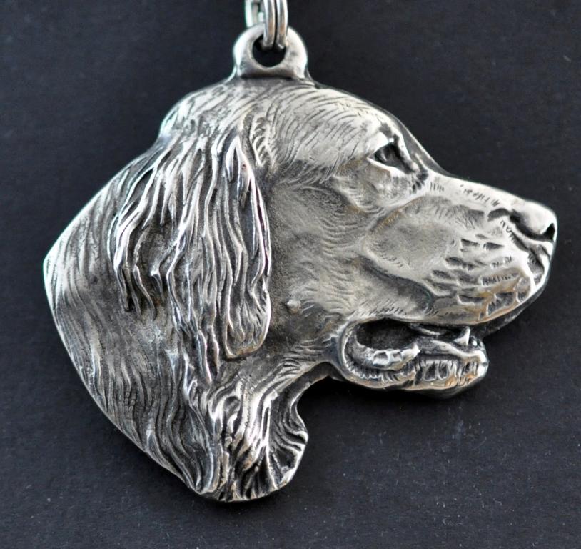 English Setter, Lawerack, Laverack - Halskette mit Hund, versilbert Anhänger für Hundefan, einzigartiger Schmuck der Marke Art-Dog