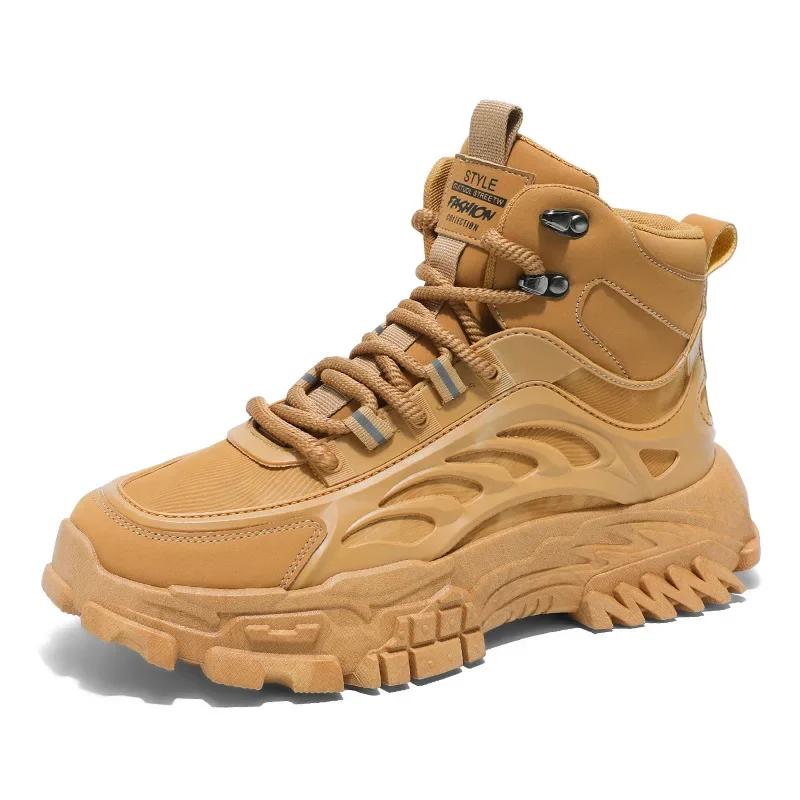 Men Boots Winter Warm Snow Boots High Top Cotton Shoes Thick Sole Outdoor Anti Slip Lace Up Cold Proof Comfort Ankle Boots