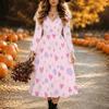 Halloween Women's Red Rose Print Midi Dress A Line Dress Vacation Casual Daily Regular Fit  Long Sleeve V Neck Black  Spring Fall