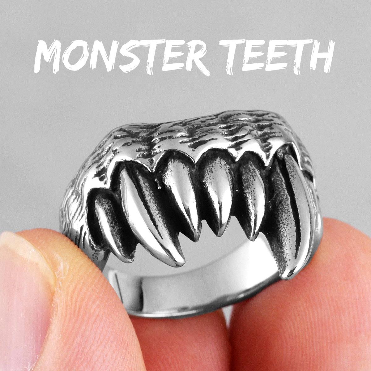 

Зубы монстра из нержавеющей стали, мужские кольца в стиле хип-хоп, индивидуальность для мужчин, бойфренд, байкер, ювелирные изделия, подарок для творчества, оптовая продажа 11