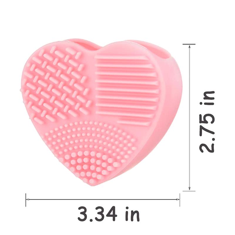 Heart Shaped Makeup Foundation Brush Handheld Cleaner Silicone Cleaning Mat Cosmetic Tool Portable Travel Dormitory Home Gift