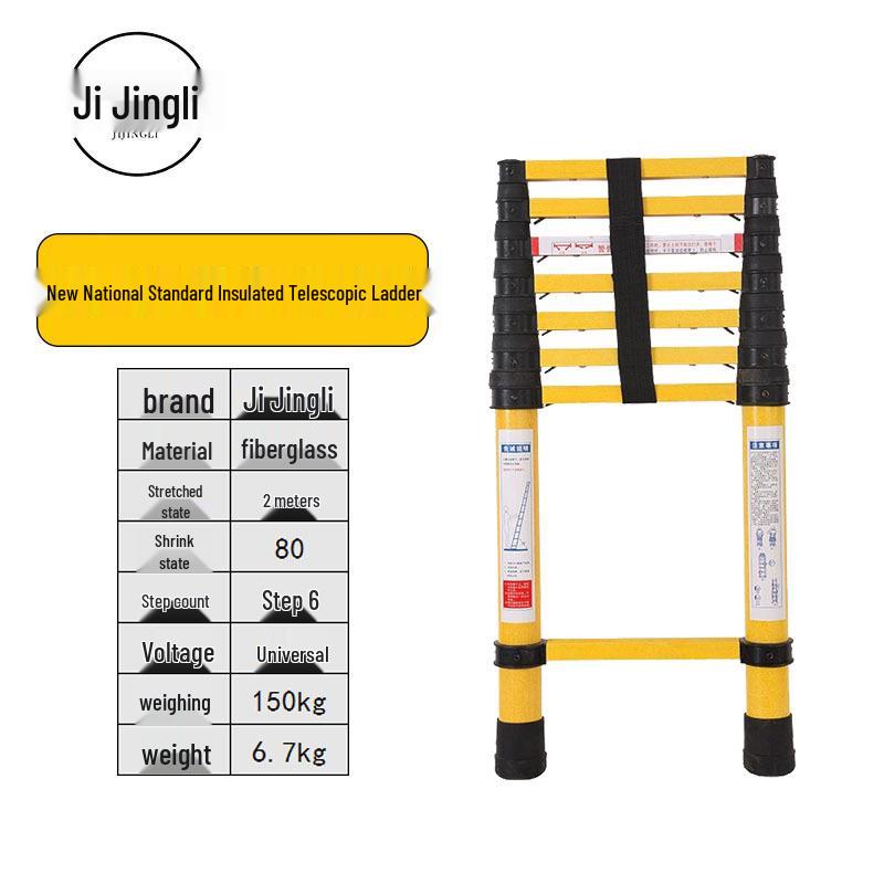 Fiberglass Insulated Telescopic Safety Ladder for High Voltage Electricians - Portable Bamboo Joint Extension Ladder