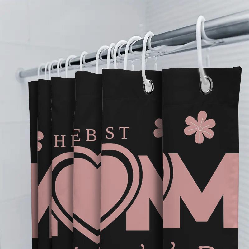 The Best Mom Heart Print Shower Curtain For Mother'S Day