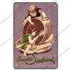 Chocolate Girl Poster Vintage Metal Plate Cartoon Ice Cream Strawbarry Metal Tin Signs Wall Decor Dessert House Bakery Kids Room