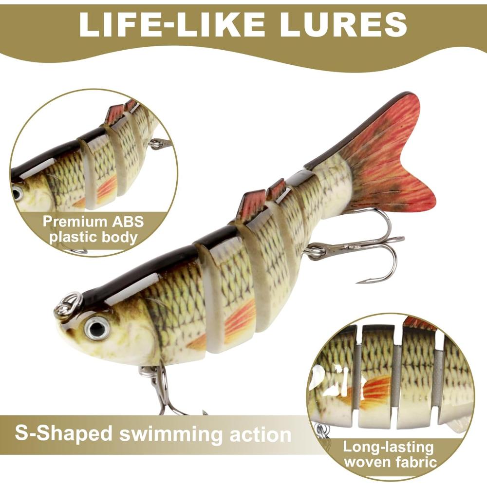 Multi Joint Bait, Suitable for Barracuda, Perch, and Salmon Perch, Equipped with Three Hooks (Type B) for Freshwater and Saltwater