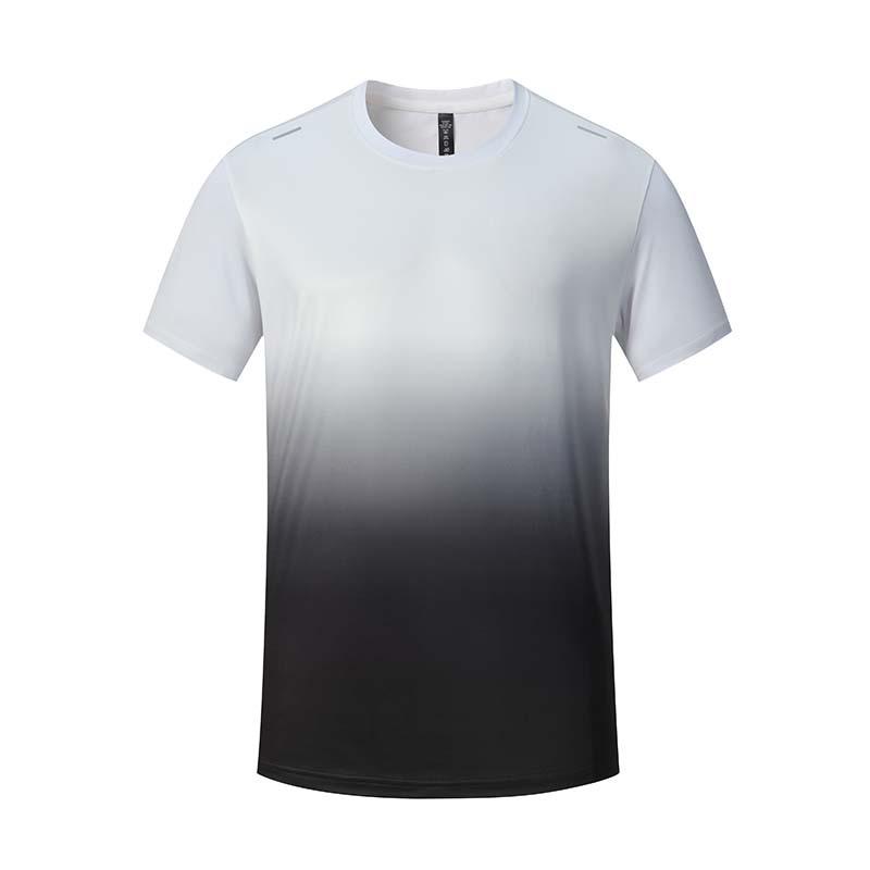 Herrars sommar t-shirt med gradient och snabbtorkande funktion, med logotryck