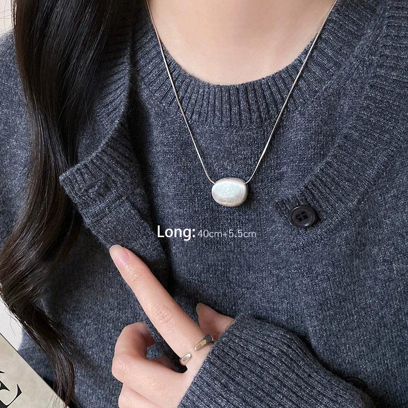925 Silver Bead Geometry Necklace for Women Girl Korean Design Versatile Choker Jewelry Dropship