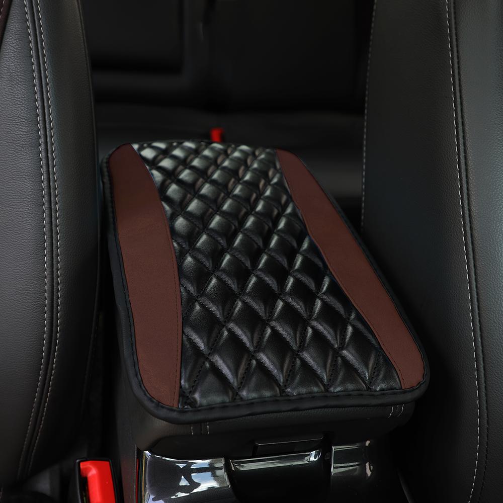 Car armrest cushion center control cushion Car interior accessories PU leather embroidered three-dimensional lattice cushion
